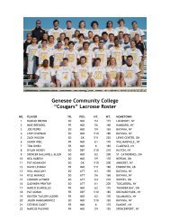 Genesee Community College “Cougars” Lacrosse Roster - Nassau ...