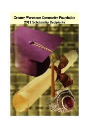 Scholarship booklet 2011 - Greater Worcester Community Foundation