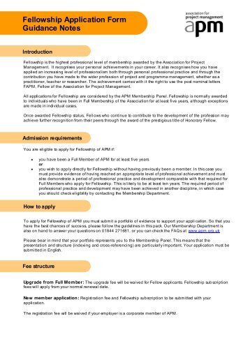 Fellow application form and guidance notes - Association for Project ...