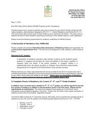 Residency Re-Certification Letter to 2nd, 5th, and 7th Grade Parents