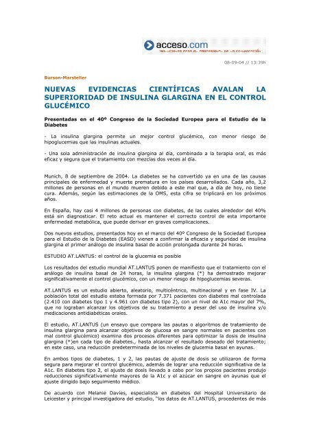 nuevas evidencias cientÃ­ficas avalan la superioridad de insulina ...