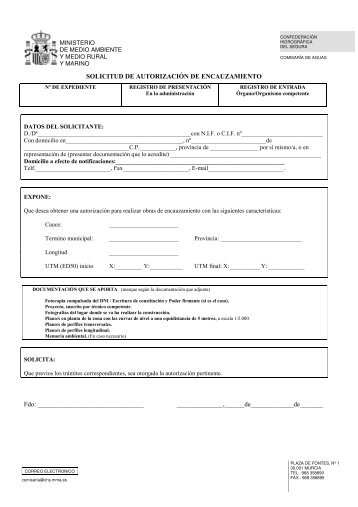 SOLICITUD DE AUTORIZACIÃN DE ENCAUZAMIENTO Fdo ...