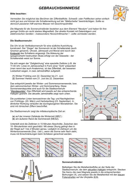 Gebrauchsanleitung - Sonnenuhr