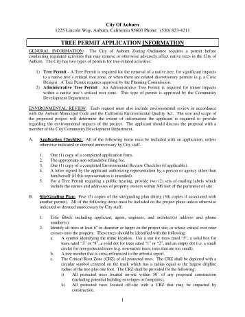 TREE PERMIT APPLICATION INFORMATION - City of Auburn