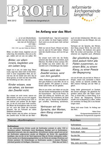 Im Anfang war das Wort - Reformierte Kirche Langenthal