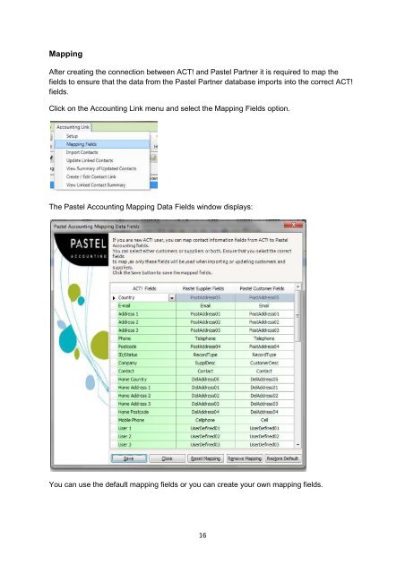 Pastel Accounting Link Manual