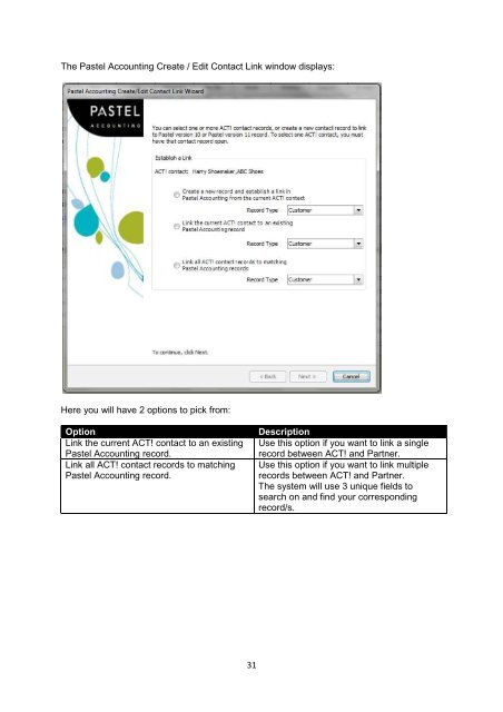 Pastel Accounting Link Manual