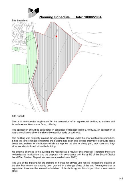 Planning Schedule Date: 10/08/2004 - Stroud District Council