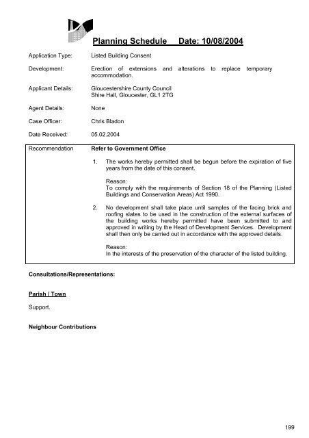 Planning Schedule Date: 10/08/2004 - Stroud District Council