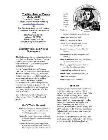 Merchant of Venice Study Guide - The New American Shakespeare ...