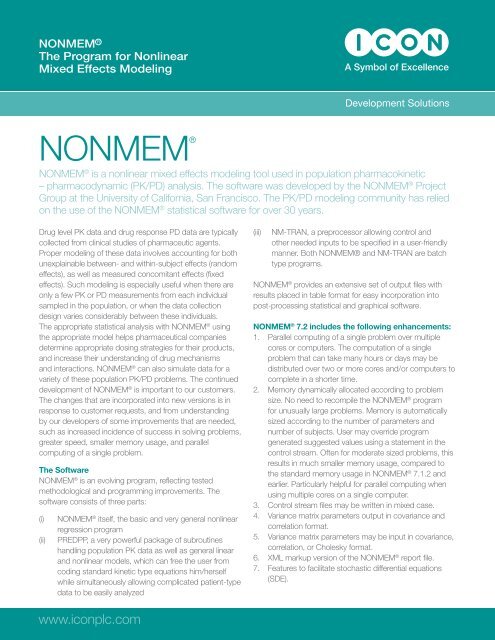 NONMEM 7.3. Overview - ICON plc