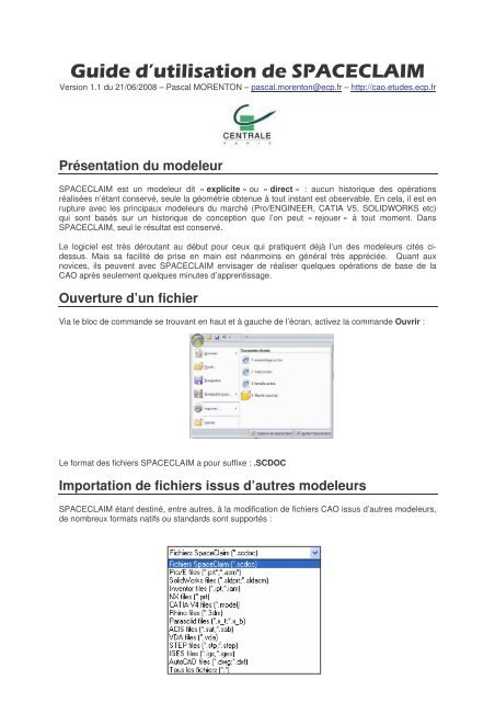 Guide d'utilisation de SPACECLAIM - CAO PDM PLM - Formations ...