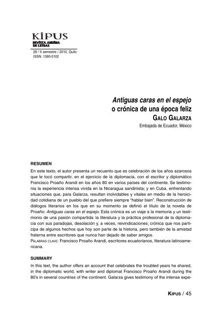 Antiguas caras en el espejo o crónica de una época feliz