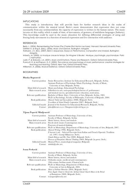 CIM09 - 5th Conference on Interdisciplinary Musicology - UniversitÃ© ...