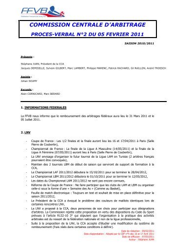 PV 2 - 5 février 2011 - Extranet FFVB