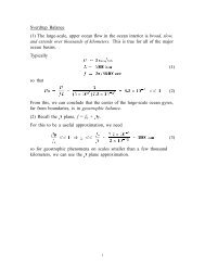 Sverdrup Balance (1) The large-scale, upper ocean flow in the ...