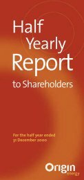 Half-yearly report to shareholders - Origin Energy