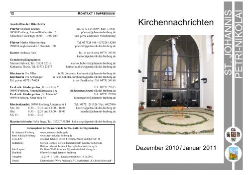 Kirchennachrichten - Petri-Nikolai und St. Johannis zu Freiberg