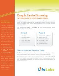 Standard Urine Testing - Lifelabs