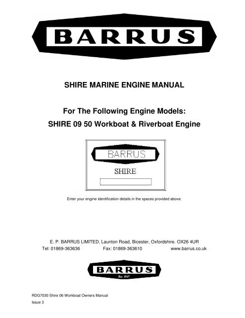 Shire Owners' Manual (09 Build) 50 Workboat ... - EP Barrus