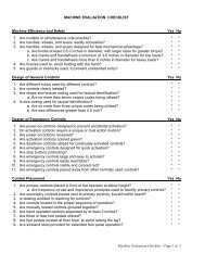 Machine Evaluation Checklist