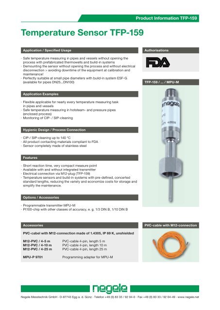 T159 Identification Temperature Sensor TFP-159