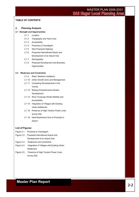 MASTER PLAN 2006-2031TABL