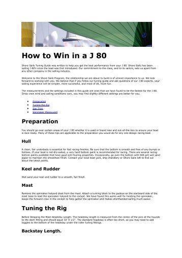 Shore Sails J80 Tuning guide.pdf - Sailmaker.org