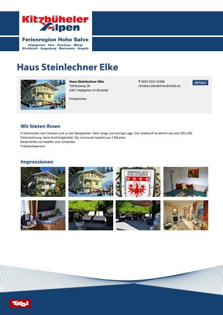 Haus Steinlechner Elke - Ferienregion Hohe Salve