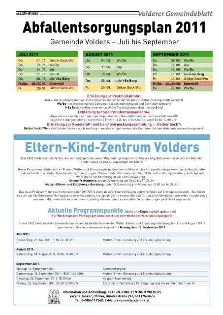 Volderer Gemeindeblatt - Gemeinde Volders - Land Tirol