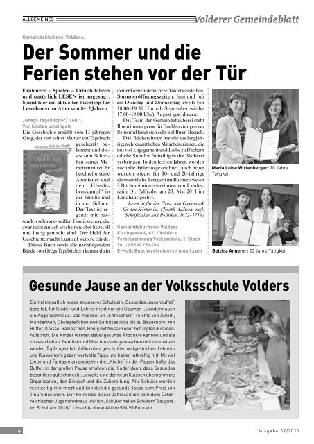 Volderer Gemeindeblatt - Gemeinde Volders - Land Tirol