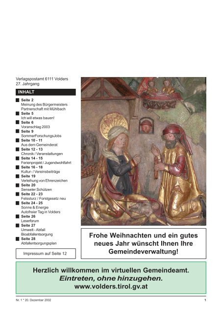 Gemeindeblatt / Ausgabe 1/2002 - Gemeinde Volders