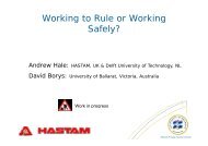 Key note: Emeritus Prof. Dr. Andrew Hale - Working on Safety 2010