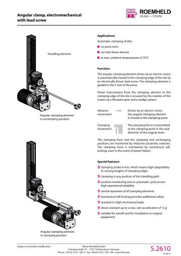 1 2 3 4 5 7 8 9 10 11 12 Angular clamp, electromechanical with lead ...