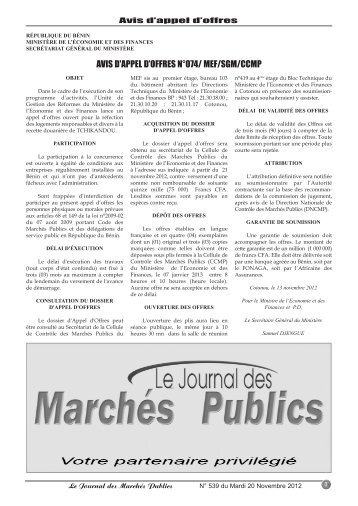 Journal 539_GABARIT.qxd - MinistÃ¨re de l'Ã©conomie et des finances