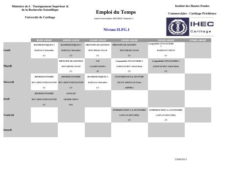 Emploi du Temps - IHEC