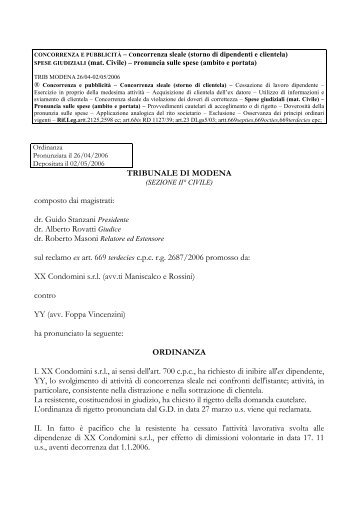 Testo completo dell'ordinanza del 02/05/2006 - fondazione forense ...