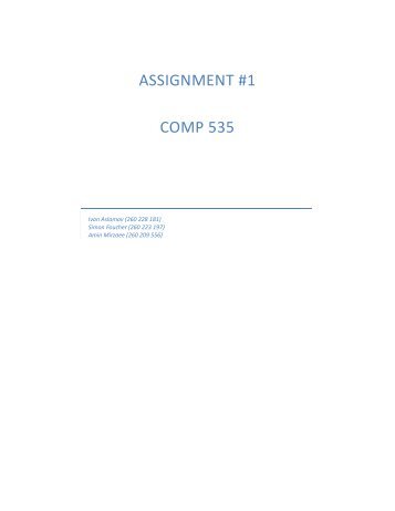 ASSIGNMENT #1 COMP 535