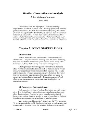 Chapter 2: Point Observations - Department of Atmospheric Sciences