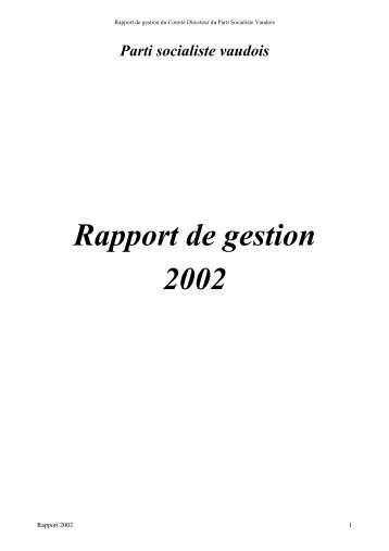 Rapport de gestion 2002 - Parti socialiste vaudois