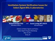 Ventilation System Verification Issues for Select Agent BSL3 ...