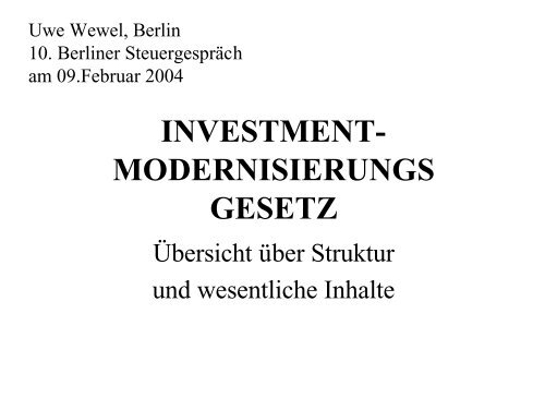 Vortrag MinR Uwe Wewel (PDF-Format) - Berliner SteuergesprÃ¤che ...