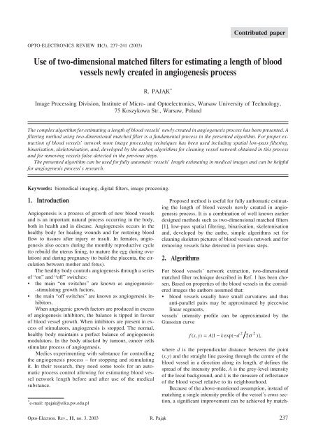 Use of two-dimensional matched filters for estimating a length of ...