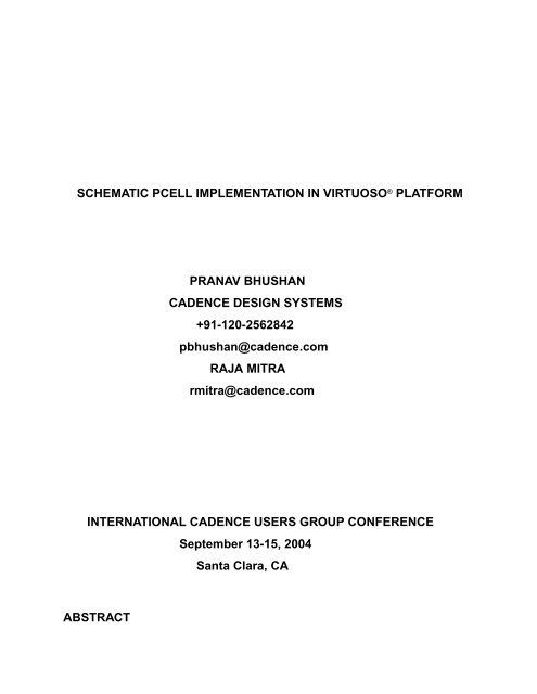 Schematic PCELL Implementation in Virtuoso Platform