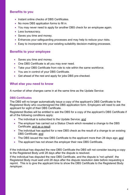 DBS Update Service Employer guide - the Essex Clerks