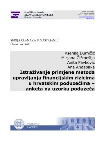 IstraÃ…Â¾ivanje primjene metoda upravljanja financijskim rizicima u ...