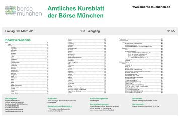 Amtliches Kursblatt der BÃ¶rse MÃ¼nchen - Bayerische BÃ¶rse