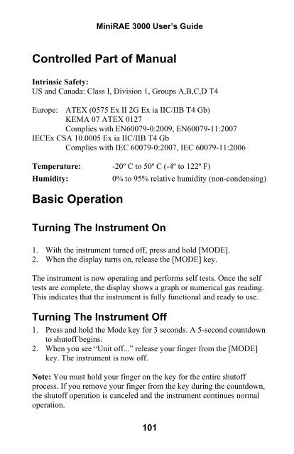 RAE MiniRAE 3000 User's Guide - Geotech