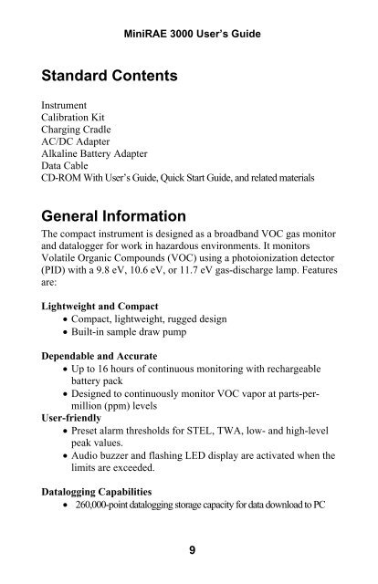 RAE MiniRAE 3000 User's Guide - Geotech