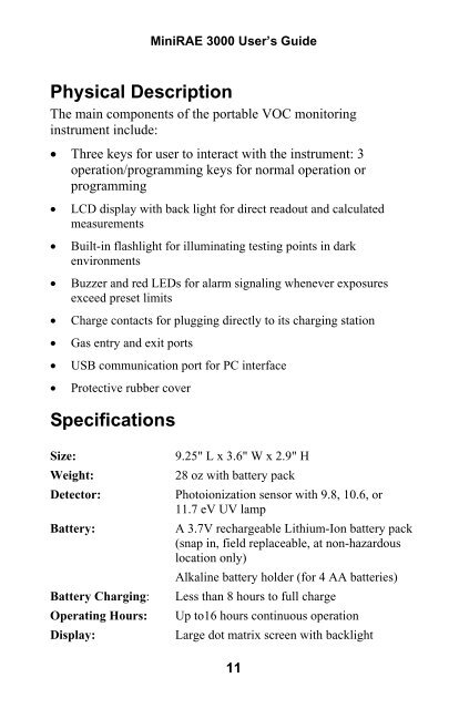 RAE MiniRAE 3000 User's Guide - Geotech